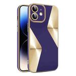 For iPhone 11 S-shaped CD Pattern Electroplated TPU Phone Case with Lens Film(Dark Purple)