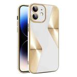 For iPhone 11 S-shaped CD Pattern Electroplated TPU Phone Case with Lens Film(White)