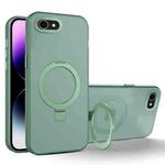 For iPhone SE 2022 / 2020 / 8 / 7 MagSafe Metal Holder Frosted Translucent Phone Case(Green)