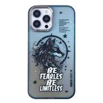 For iPhone 14 Pro Max Aurora Series Painted Pattern Phone Case(Black Wolf)