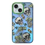 For iPhone 15 Aurora Series Painted Pattern Phone Case(Skull)