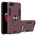 For iPhone 8 Plus / 7 Plus 2 in 1 Armour Series PC + TPU Protective Case with Ring Holder(Wnie Red)