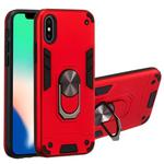 For iPhone X / XS 2 in 1 Armour Series PC + TPU Protective Case with Ring Holder(Red)