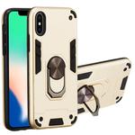 For iPhone X / XS 2 in 1 Armour Series PC + TPU Protective Case with Ring Holder(Gold)