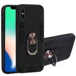 For iPhone X / XS 2 in 1 Armour Series PC + TPU Protective Case with Ring Holder(Black)