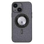 For iPhone 15 Plus Cloth Texture MagSafe Magnetic PU Phone Case(Grey)