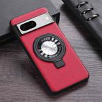 For Google Pixel 7 Litchi Texture MagSafe Magnetic Ring Phone Case(Red)