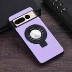 For Google Pixel 7 Pro Litchi Texture MagSafe Magnetic Ring Phone Case(Purple)
