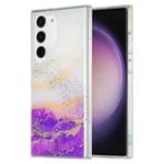 For Samsung Galaxy S23+ 5G Dual-side IMD Marble Phone Case(White Purple)