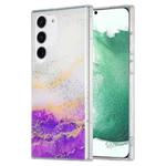 For Samsung Galaxy S22+ 5G Dual-side IMD Marble Phone Case(White Purple)