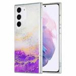 For Samsung Galaxy S21 5G Dual-side IMD Marble Phone Case(White Purple)
