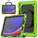 For Samsung Galaxy Tab S9 D Type Silicone Hybrid PC Tablet Case with Handle Holder(Yellow Green)