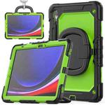 For Samsung Galaxy Tab S9 D Type Silicone Hybrid PC Tablet Case with Handle Holder(Yellow Green PC)
