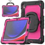 For Samsung Galaxy Tab S9 D Type Silicone Hybrid PC Tablet Case with Handle Holder(Rose Red PC)