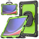 For Samsung Galaxy Tab S9+ / S10+ D Type Silicone Hybrid PC Tablet Case with Handle Holder(Yellow Green PC)