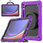 For Samsung Galaxy Tab S9+ / S10+ D Type Silicone Hybrid PC Tablet Case with Handle Holder(Purple)