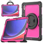 For Samsung Galaxy Tab S10 Ultra D Type Silicone Hybrid PC Tablet Case with Handle Holder(Rose Red PC)