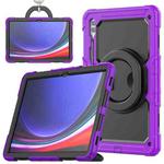 For Samsung Galaxy Tab S10 Ultra D Type Silicone Hybrid PC Tablet Case with Handle Holder(Purple)