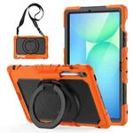For Samsung Galaxy Tab S10 FE+ D Type Silicone Hybrid PC Tablet Case with Handle Holder(Orange)