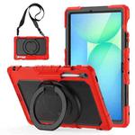 For Samsung Galaxy Tab S10 FE+ D Type Silicone Hybrid PC Tablet Case with Handle Holder(Red)