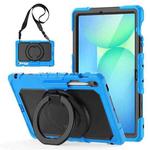 For Samsung Galaxy Tab S10 FE+ D Type Silicone Hybrid PC Tablet Case with Handle Holder(Light Blue)