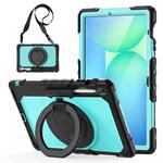 For Samsung Galaxy Tab S10 FE+ D Type Silicone Hybrid PC Tablet Case with Handle Holder(Light Blue PC)