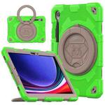 For Samsung Galaxy Tab S9 Spider Rotation Handle Silicone Hybrid PC Tablet Case(Grey Green)