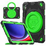 For Samsung Galaxy Tab S9 Spider Rotation Handle Silicone Hybrid PC Tablet Case(Black Green)
