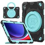For Samsung Galaxy Tab S9 Spider Rotation Handle Silicone Hybrid PC Tablet Case(Black Light Blue)