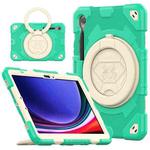 For Samsung Galaxy Tab S9 Spider Rotation Handle Silicone Hybrid PC Tablet Case(Cyan Beige)