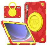For Samsung Galaxy Tab S9+ / S10+ Spider Rotation Handle Silicone Hybrid PC Tablet Case(Yellow Red)