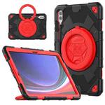 For Samsung Galaxy Tab S9+ / S10+ Spider Rotation Handle Silicone Hybrid PC Tablet Case(Black Red)
