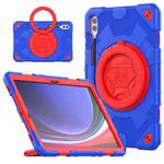 For Samsung Galaxy Tab S9+ / S10+ Spider Rotation Handle Silicone Hybrid PC Tablet Case(Red Blue)