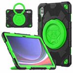 For Samsung Galaxy Tab S9+ / S10+ Spider Rotation Handle Silicone Hybrid PC Tablet Case(Black Green)