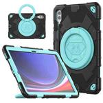 For Samsung Galaxy Tab S9+ / S10+ Spider Rotation Handle Silicone Hybrid PC Tablet Case(Black Light Blue)