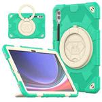 For Samsung Galaxy Tab S9+ / S10+ Spider Rotation Handle Silicone Hybrid PC Tablet Case(Cyan Beige)