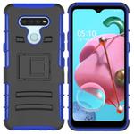 For LG K51 Sliding Bushing Mobile Phone Protective Case with Stand(Blue)