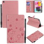 For Samsung Galaxy Tab A8.0 (2019) T290 / T295 Cat Bee Embossing Pattern Shockproof Table PC Protective Horizontal Flip Leather Case with Holder & Card Slots & Wallet & Pen Slot(Pink)