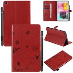 For Samsung Galaxy Tab A8.0 (2019) T290 / T295 Cat Bee Embossing Pattern Shockproof Table PC Protective Horizontal Flip Leather Case with Holder & Card Slots & Wallet & Pen Slot(Red)
