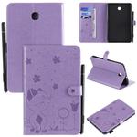 For Samsung Galaxy Tab A8.0 (2018) T387 Cat Bee Embossing Pattern Shockproof Table PC Protective Horizontal Flip Leather Case with Holder & Card Slots & Wallet & Pen Slot(Purple)