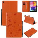 For Samsung Galaxy Tab A10.1 (2019) T510 Cat Bee Embossing Pattern Shockproof Table PC Protective Horizontal Flip Leather Case with Holder & Card Slots & Wallet & Pen Slot(Orange)