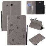 For Samsung Galaxy Tab E9.6 T560 Cat Bee Embossing Pattern Shockproof Table PC Protective Horizontal Flip Leather Case with Holder & Card Slots & Wallet & Pen Slot(Grey)