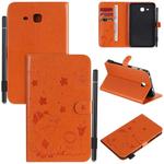 For Samsung Galaxy Tab A7.0 (2016) T280 Cat Bee Embossing Pattern Shockproof Table PC Protective Horizontal Flip Leather Case with Holder & Card Slots & Wallet & Pen Slot & Wake-up / Sleep Function(Orange)