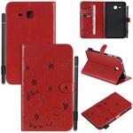 For Samsung Galaxy Tab A7.0 (2016) T280 Cat Bee Embossing Pattern Shockproof Table PC Protective Horizontal Flip Leather Case with Holder & Card Slots & Wallet & Pen Slot & Wake-up / Sleep Function(Red)