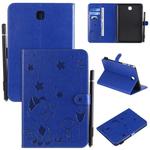 For Samsung Galaxy Tab A8.0 (2015) T350 Cat Bee Embossing Pattern Shockproof Table PC Protective Horizontal Flip Leather Case with Holder & Card Slots & Wallet & Pen Slot & Wake-up / Sleep Function(Blue)