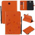 For Samsung Galaxy Tab A8.0 (2015) T350 Cat Bee Embossing Pattern Shockproof Table PC Protective Horizontal Flip Leather Case with Holder & Card Slots & Wallet & Pen Slot & Wake-up / Sleep Function(Orange)