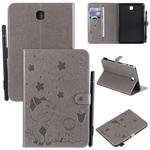For Samsung Galaxy Tab A8.0 (2015) T350 Cat Bee Embossing Pattern Shockproof Table PC Protective Horizontal Flip Leather Case with Holder & Card Slots & Wallet & Pen Slot & Wake-up / Sleep Function(Grey)