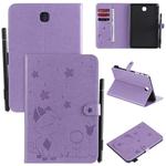 For Samsung Galaxy Tab A8.0 (2015) T350 Cat Bee Embossing Pattern Shockproof Table PC Protective Horizontal Flip Leather Case with Holder & Card Slots & Wallet & Pen Slot & Wake-up / Sleep Function(Purple)