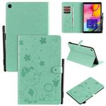 For Samsung Galaxy Tab A9.7 T550 Cat Bee Embossing Pattern Shockproof Table PC Protective Horizontal Flip Leather Case with Holder & Card Slots & Wallet & Pen Slot & Wake-up / Sleep Function(Green)