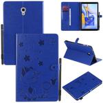 For Samsung Galaxy Tab A10.5 T590 / T595 Cat Bee Embossing Pattern Shockproof Table PC Protective Horizontal Flip Leather Case with Holder & Card Slots & Wallet & Pen Slot & Wake-up / Sleep Function(Blue)